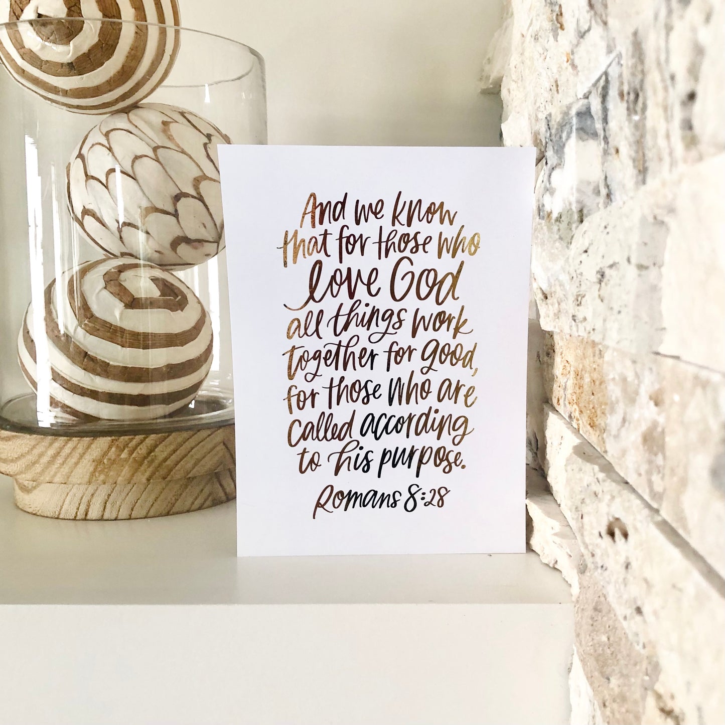 Romans 8:28 5X7 Gold Foiled Print